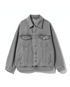 Veste en jean oversize délavée 90s Bleach - Gris chiné - XL