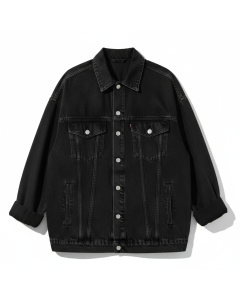 Veste en jean oversize délavée 90s Bleach - Noir - XL