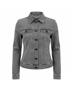 Veste en jean noire ajustée Rock - Gris chiné - L