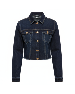 Veste en jean cropped femme Spring - Bleu marine - XS