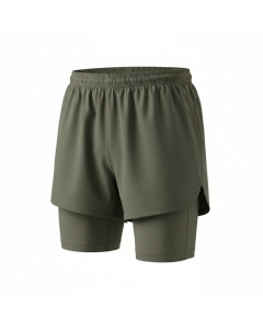 Short running 2-en-1 avec cuissard intégré Sprint - Kaki - L