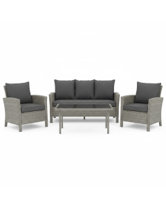 Rattan-effect garden furniture set 4-seater anthracite VerdoyJardin