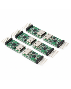 Pack of 5 USB-C female SMD connectors with breakout PCB adapter